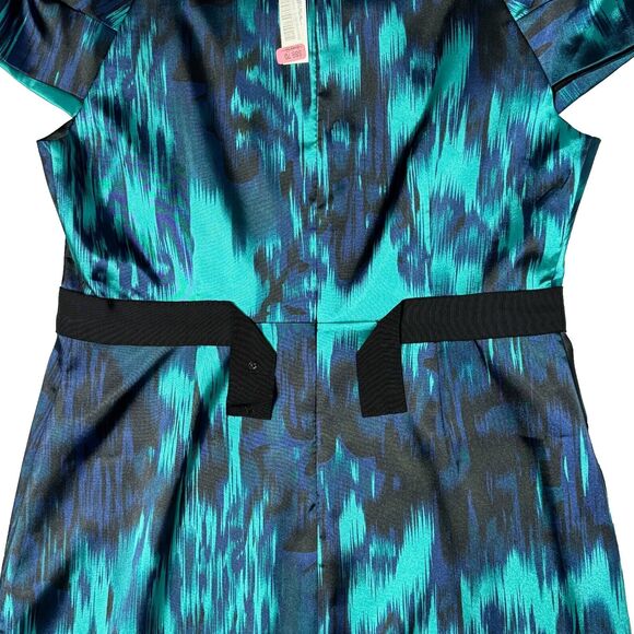 NWT $149 Tahari Rosalinda Midi Shift Dress Blue Black Teal Stretch Women Size 12 - Picture 8 of 12